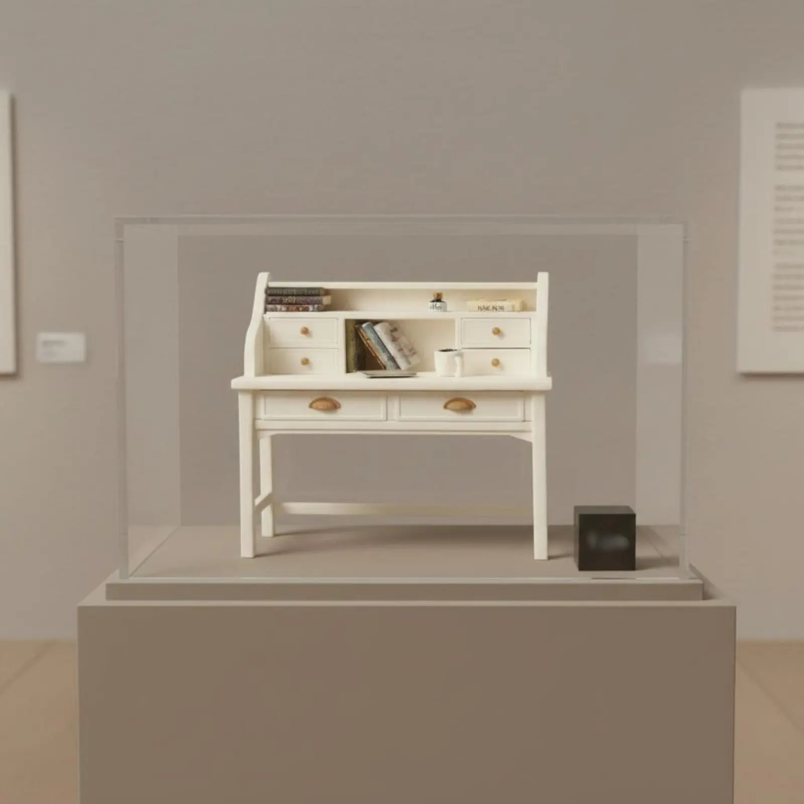 Miniature Display Cabinet Desk 1:12 Scale Dollhouse Study Desk Toy Furniture Realistic Detailed