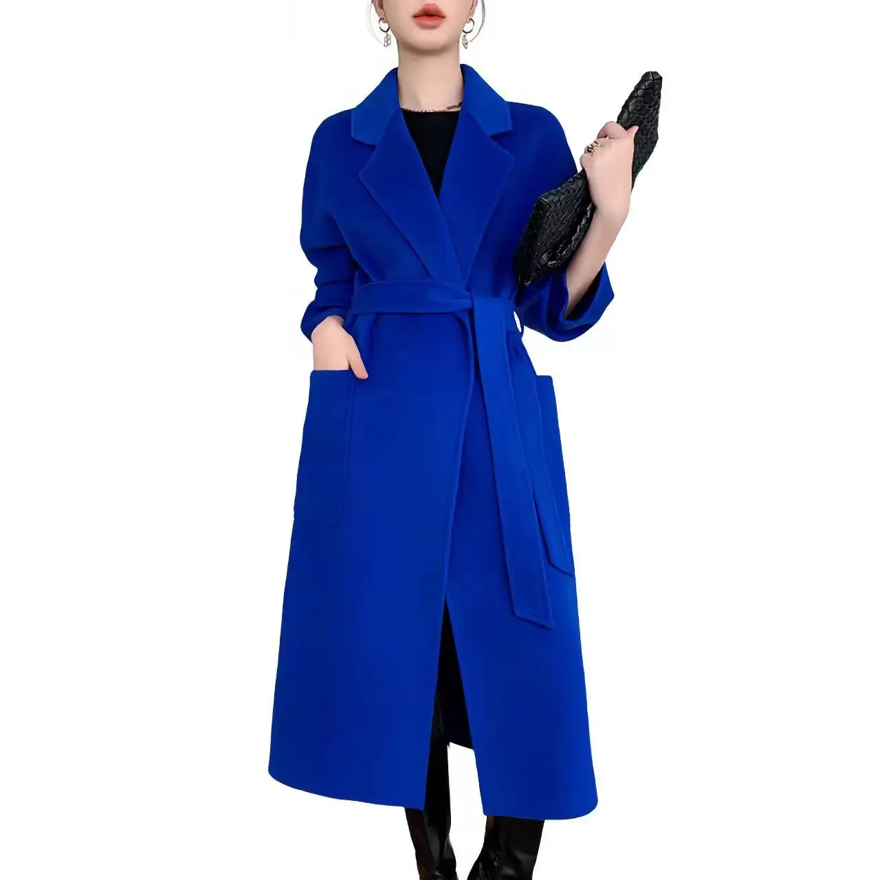 

Double-Sided Wool Coat for Women, Loose Female Clothes, Top Overcoat, Top with Raglan Sleeves, Autumn and Winter, 100%, New