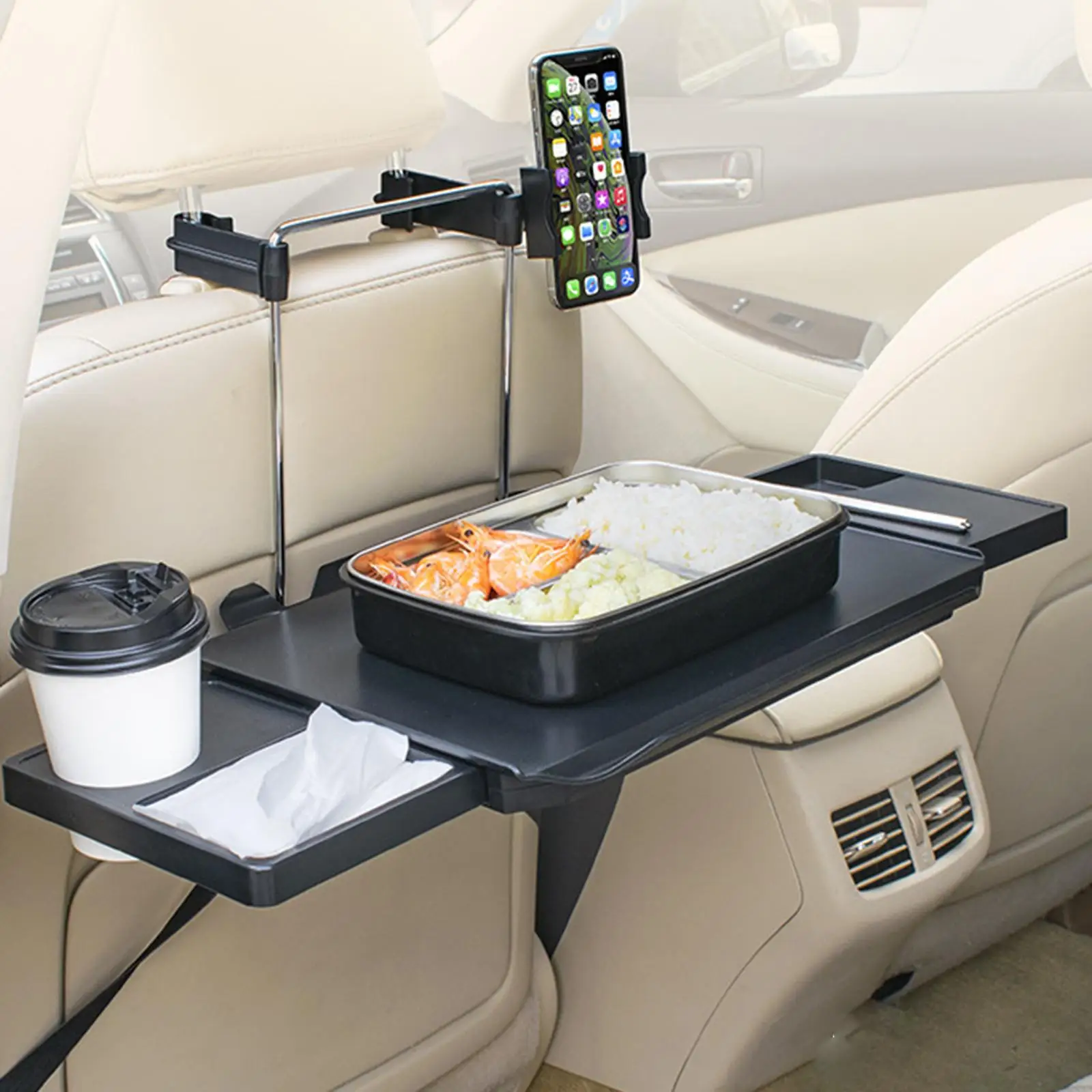 Car Steering Wheel Tray Multi-Use Laptop Mount Stand Drink Food Table for Work Eating Black Auto Accessories Fits Most Vehicles