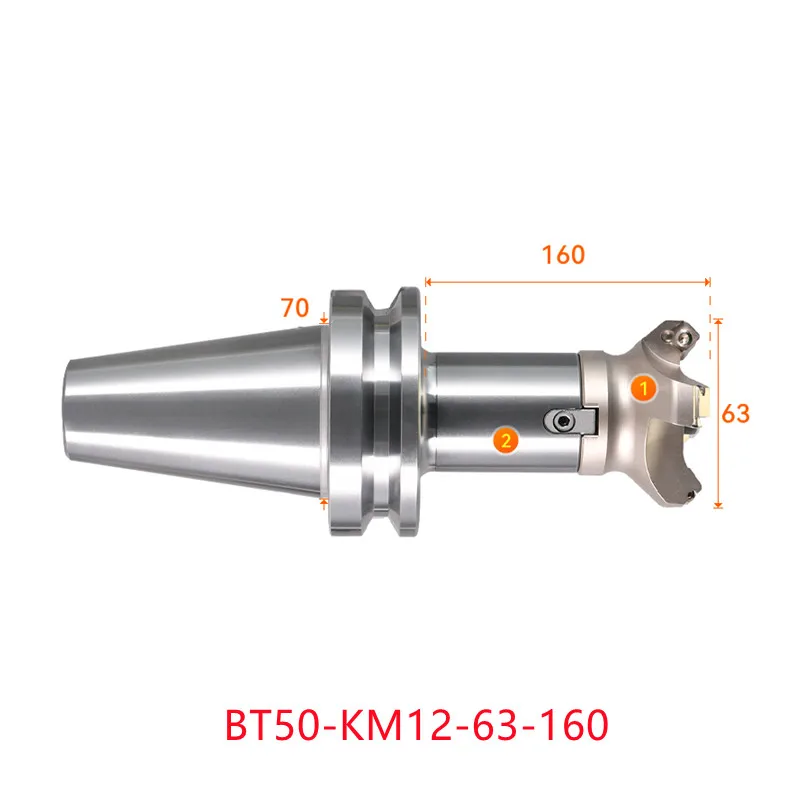 Face end mill BT50-KM12-63-160 shoulder milling cutter Stainless steel body Tool holder set CNC Milling New