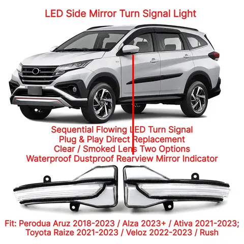 For Toyota Rush Aruz Raize Veloz Ativa Perodua Alza LED Dynamic Flowing Side Mirror Turn Signal Light Sequential Indicator Lamp