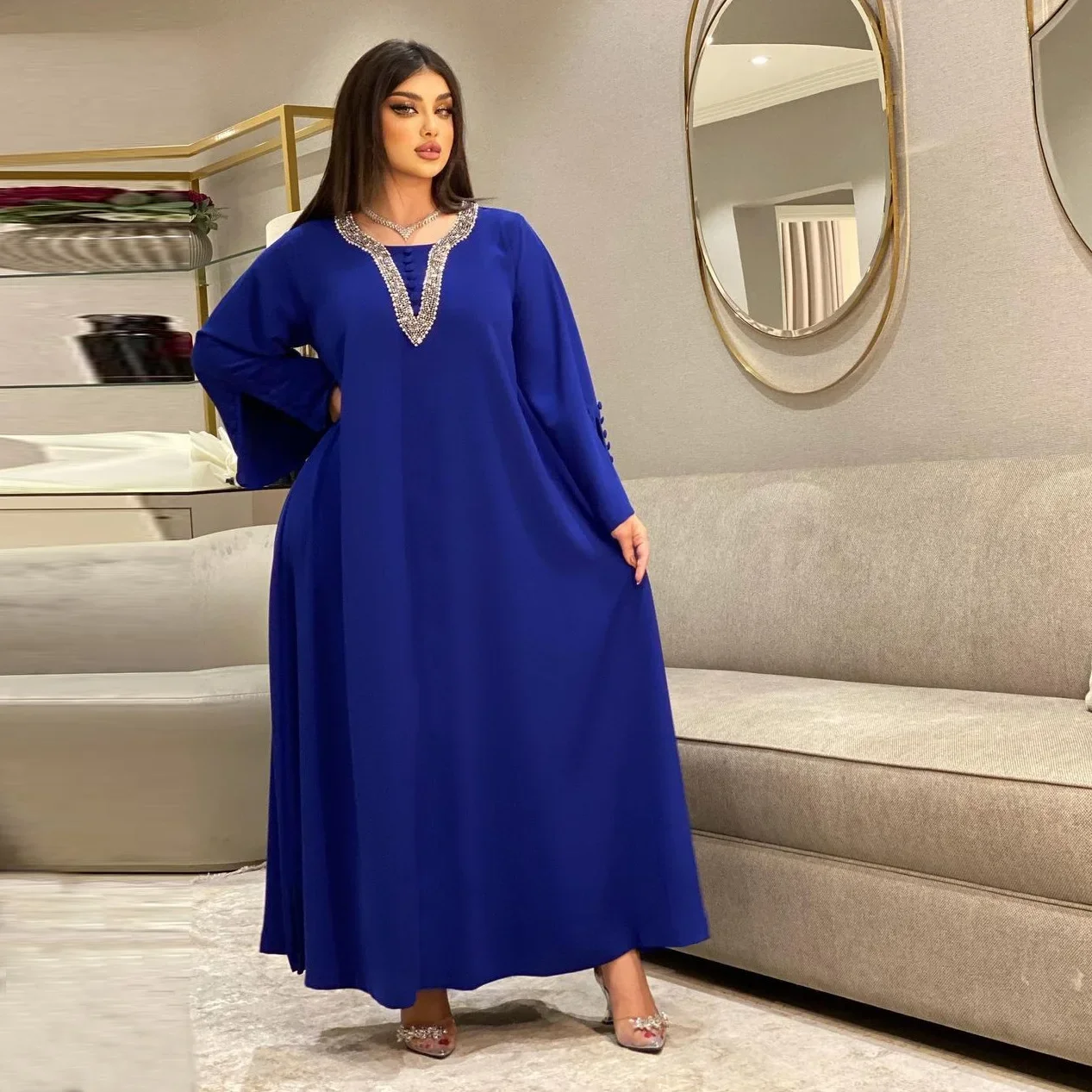 Vestidos de diamante para mulheres muçulmanas, Eid Abaya Dubai, Kebaya de luxo, Caftan Marocain, Ramadan Islam Vestuário, Moda, 2022