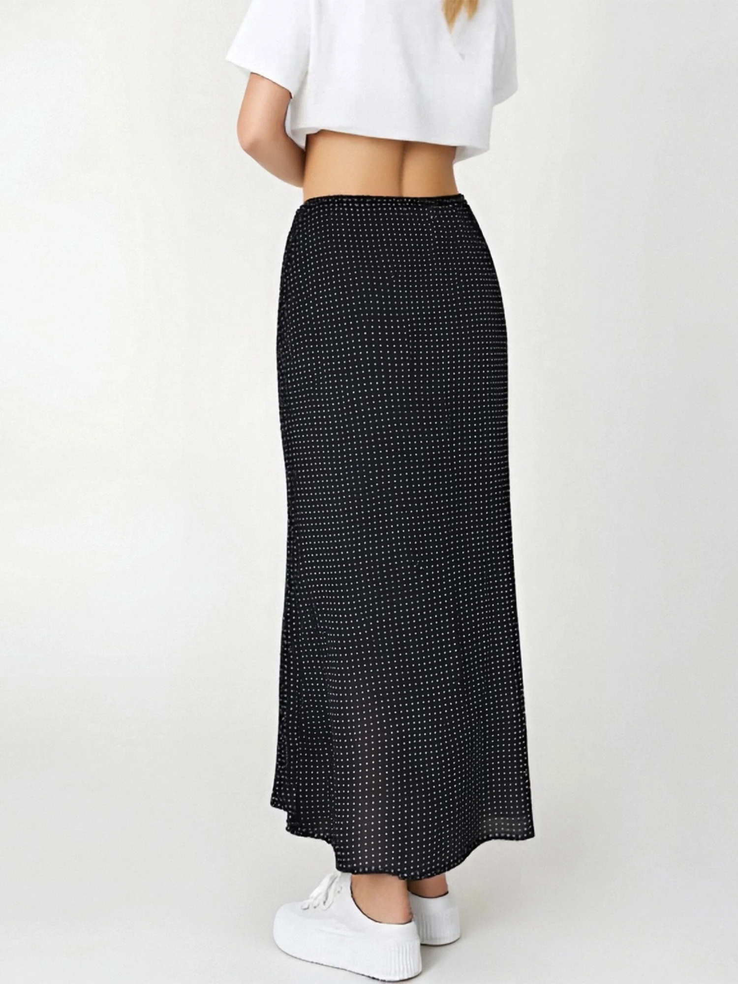 

Женская элегантная юбка-миди трапециевидной формы с высокой талией и цветочным принтом, рюшами по краю и завязками на поясе для повседневных прогулок и вечеринок