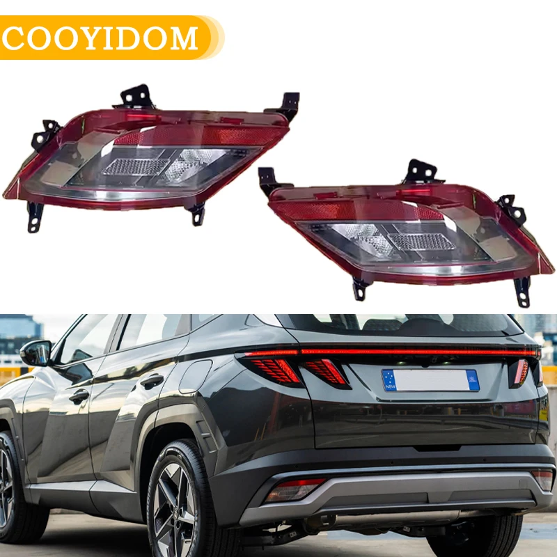 مانع صدمات خلفي للسيارة ضوء لشركة هيونداي توكسون 2025 ضوء الفرامل عكس ضوء مصباح تحذير بدوره مصباح إشارة اكسسوارات مضيئة السيارة