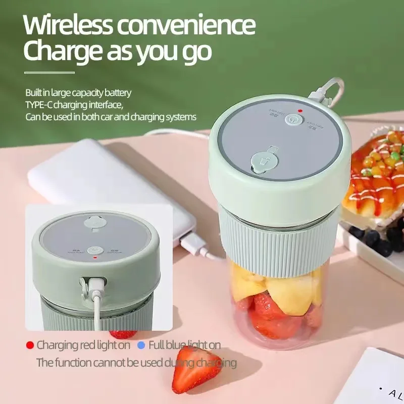 Mini Electric Rechargeable Portable Wireless Juicer cup 6 Blades Fruit Smoothie Blender Puree Mixer