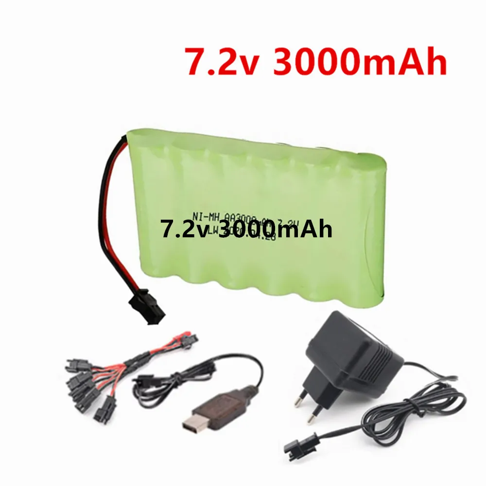 ( SM Plug ) 3000mah 7.2V Battery For Rc toys Car RC Tanks RC Truck RC Robots Gun Battery NiMH AA 7.2v 2400mah Batteries Pack