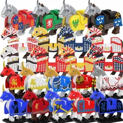 MOC Medieval Figure Mount Building Blocks Roman Wolf Warrior Infantry Lion Heart King Castle Knights Armored War Horse Brick Toy