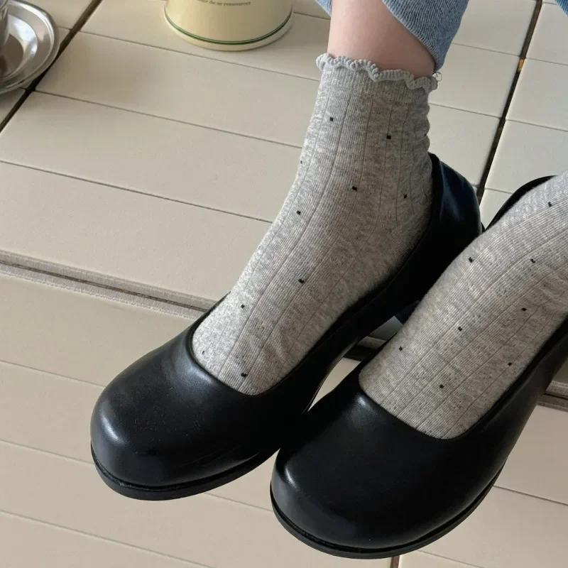 SP & CITY الصيف البولكا نقطة الدانتيل الجوارب القصيرة فتاة حلوة كشكش جوارب قطنية المرأة عادية القطن رقيقة تنفس العظم الجوارب