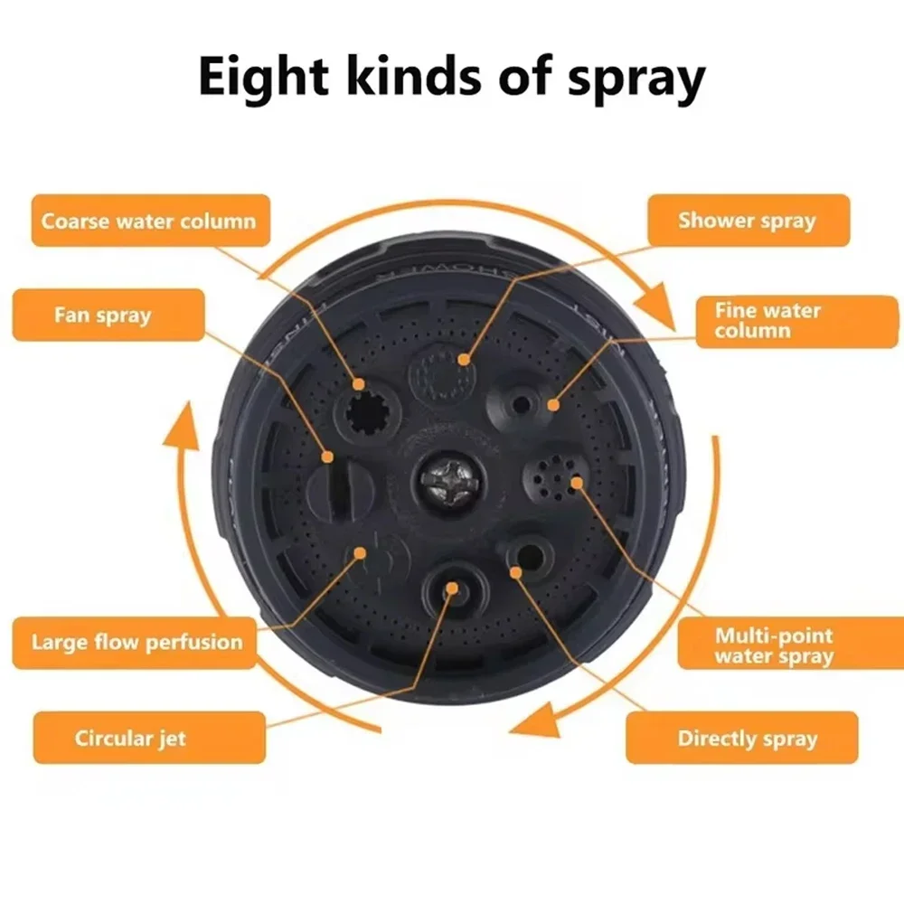 1–5 Stück Gartenbewässerungspistole, 8 Modi, Hochdrucksprüher, einstellbare Bewässerungsbewässerungsdüse, Pflanze, Rasen, Hof, Bewässerungssprinkler