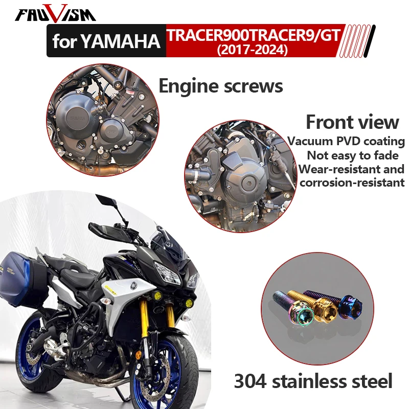 Motorcycle Engine Bolts Kit Ignition Clutch Cover Screw M6 Stainless Steel Cylinder Bolts for YAMAHA TRACER900 TRACER9/GT