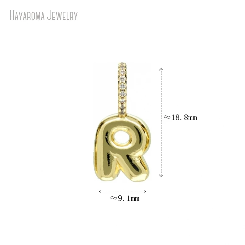 

5Pcs Copper Wholesale Pendant Gold Color Jewelry R Alphabet Letter Metal Cubic Zirconia Invisible Setting Charms