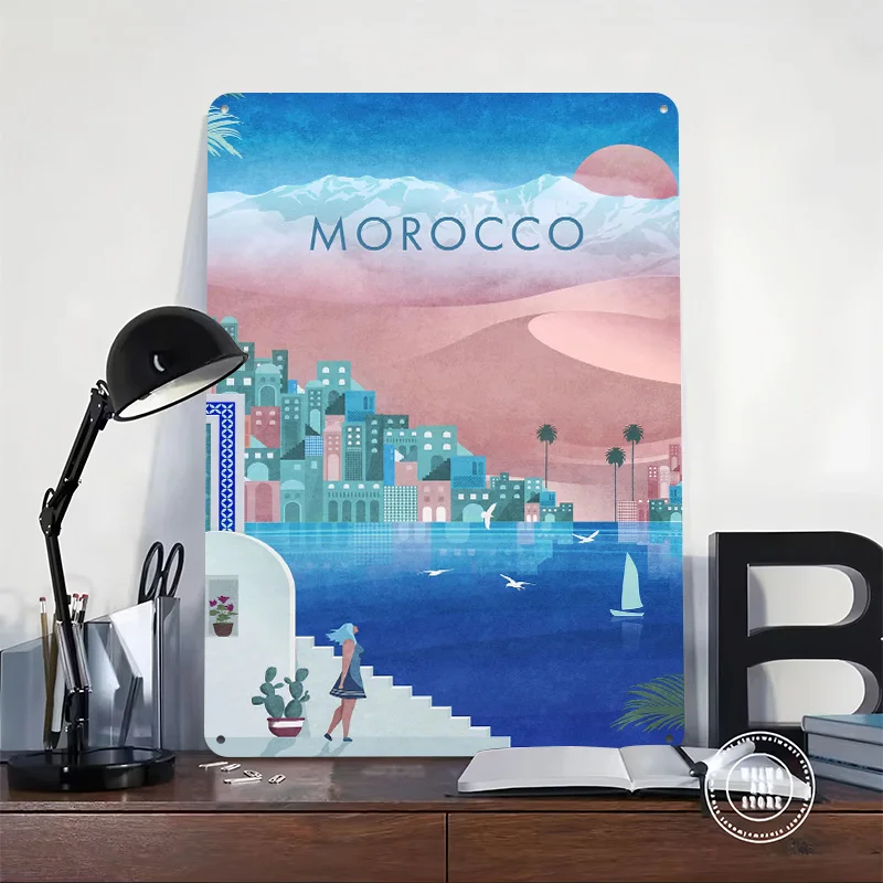Morocco 1 Metal Poster Custom Wall Art Retro Vintage Tinplate Signs for Man Cave Bed Room Decoration Cozy Desk Decor Home Sign