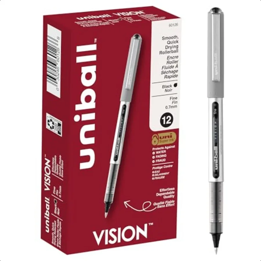 

Ручки-роллеры R Vision(TM) 0,7 мм с тонкими точками, серый корпус, черные чернила, упаковка из 12 шт. 60126