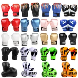 PU Leather Kickboxing Protective Gloves Sponge Boxing Training Mitts Muay Thai Competition Glove for Kids Adult Sports Supplies