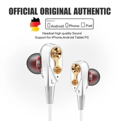 QKZ CK8 3.5mm Wired Headphones Dual Driver Stereo HiFi Earphones Bass Earbuds Music Running Sport Ps4 Headset Gamer Hearing Aids