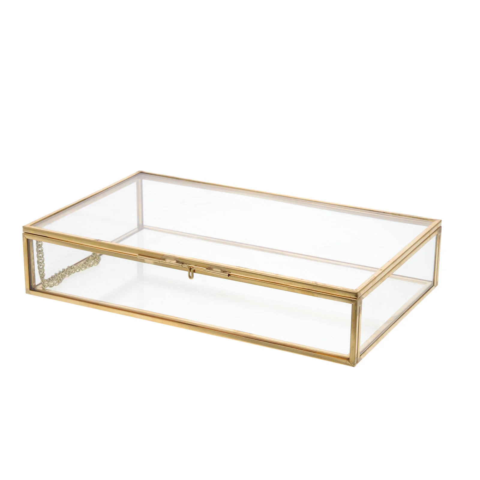 Transparent Jewelry Box Boxes Desktop Case Hinged Cover Supplies Copper Delicate Organizer Miss with Lid Glass Earring