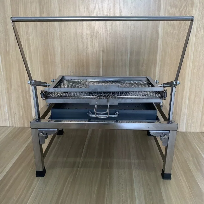 Portable Folding Grill, Stainless Steel Rotatable Flip Grill for Grilling Fish, Camping Use