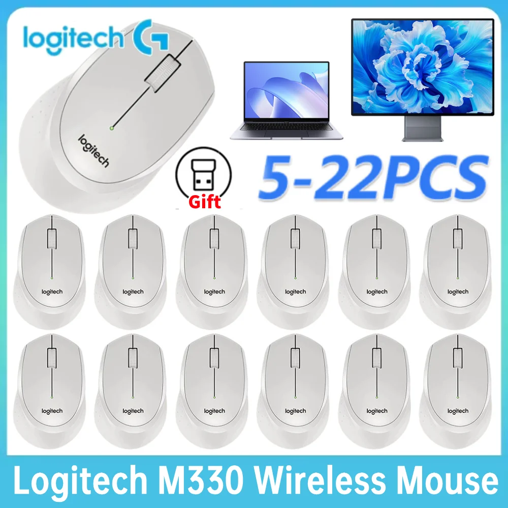 

5-22pcs Logitech M330 2.4Ghz Wireless Mouse Computer Mice with USB Receiver Silent Mouse 1000 DPI Home Using For PC Laptop Mouse