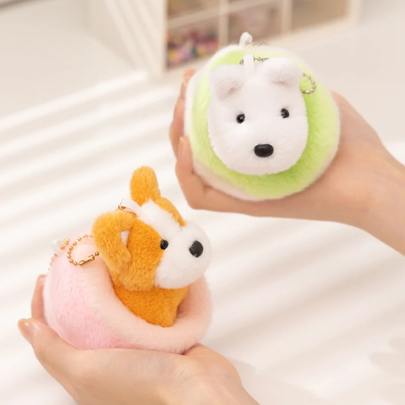 Le joli jouet de poupée en peluche de lit de chiot avec un motif cocker épagneul, un peluche douce pour chiens, un pendentif porte-clés pour sacs à dos, un