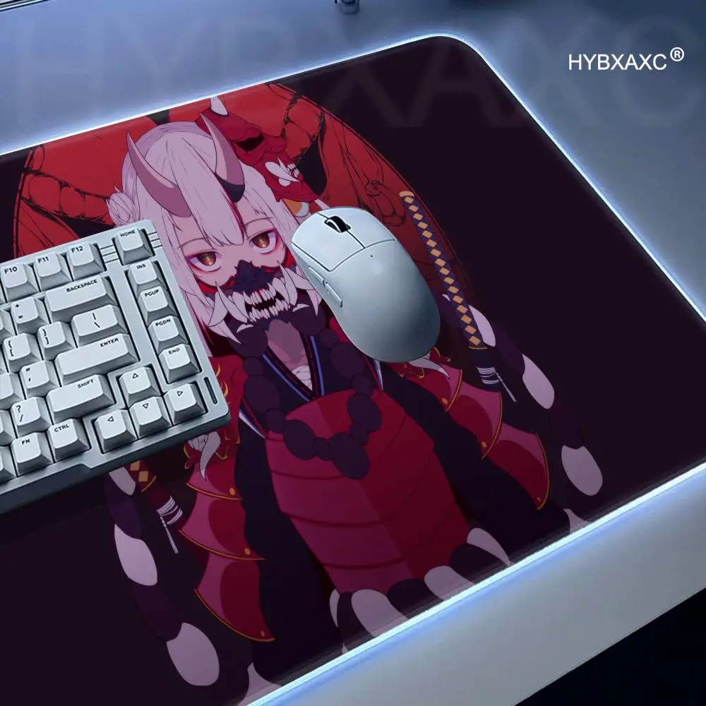 katana Girl Mouse Pad RGB Gaming Mouse Pad Desk Mat HD Gamer Large LED Light XXL MousePads PC Computer Carpet