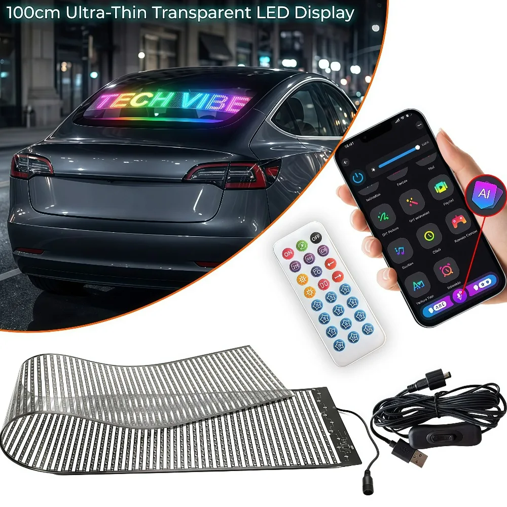 100cmx16cm Devil Eyes Light Windshield LED Eyes for Cars/Trucks/SUVs/RV, App Controlled Animated LED with Custom Text Graphics