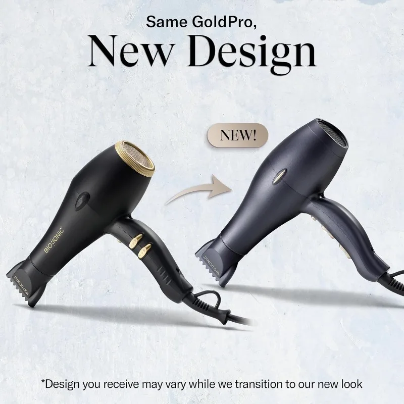 Bio Ionic GoldPro Hair Dryer, Moisturizing Heat Technology, Ultra-Powerful 1875W AC Motor, Multi-Speed Professional Hair Dryer