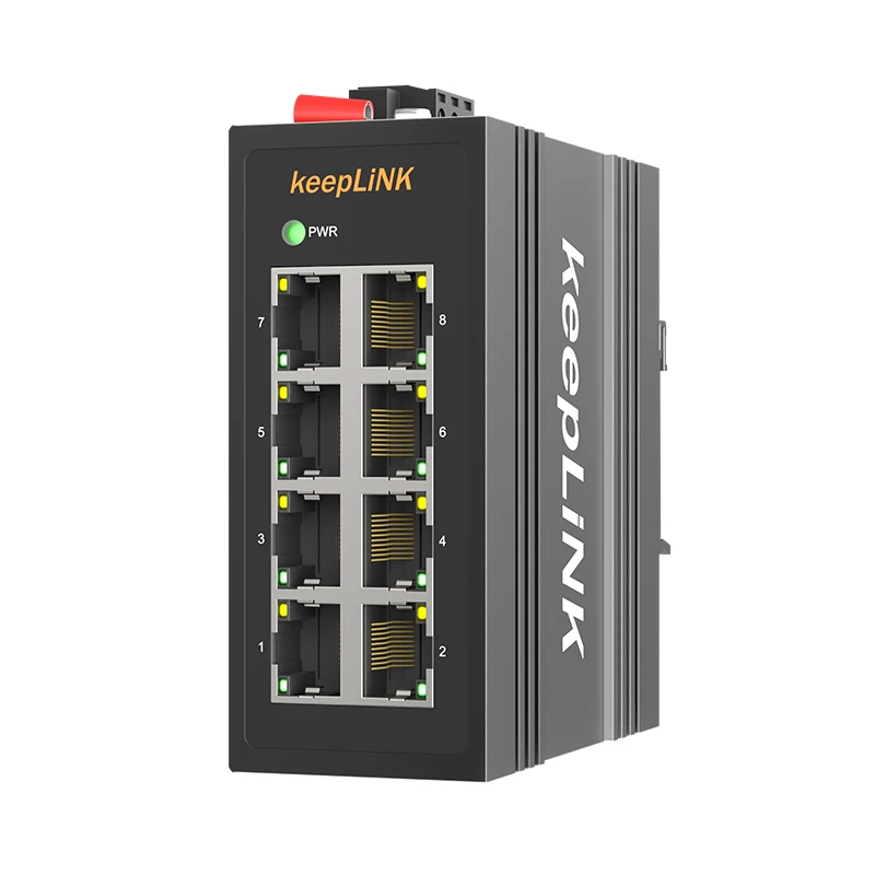 KeepLiNK Conmutador industrial Gigabit Ethernet de 8 puertos Plug And Play no administrado 10/100/1000BASE-T Carcasa de aluminio IP40