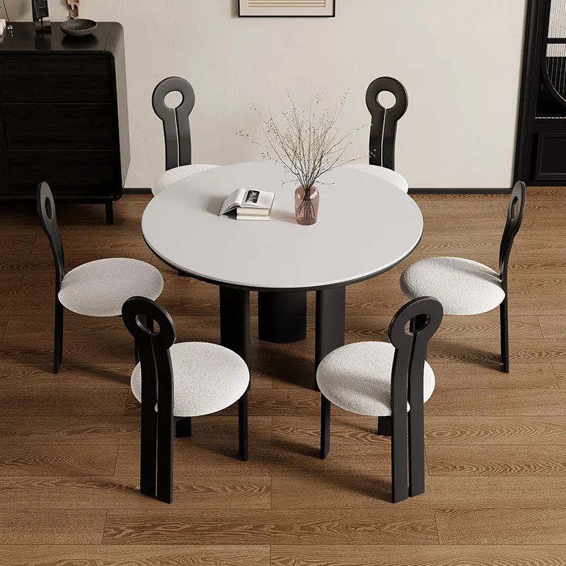 

Итальянский круглый обеденный стол из массива дерева, легкий, роскошный, современный, простой, для небольшой квартиры, с каменной столешницей.