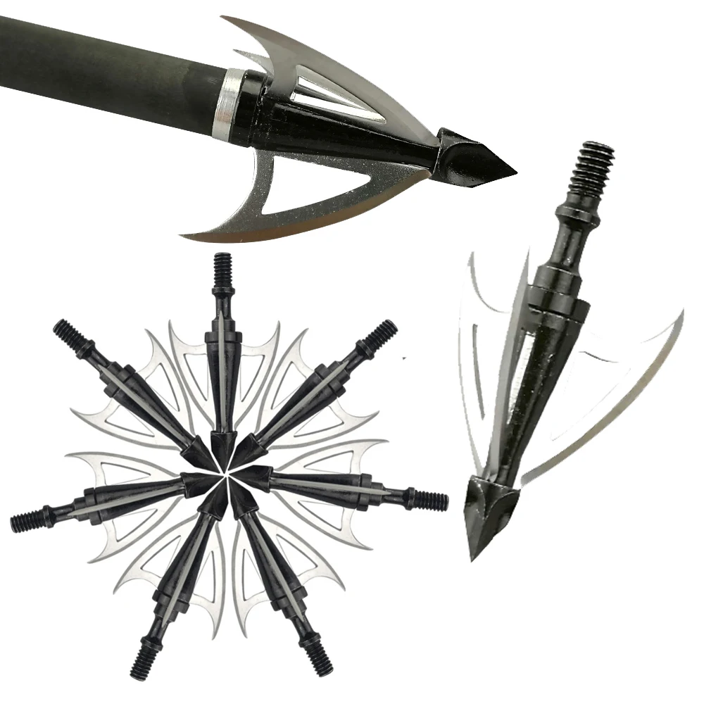 

6/12pcs 100 Grains ArrowHead Archery 3 Fixed Blade Broadheads Screw-in Points For Recurve Bow Compound bow Hunting Shooting