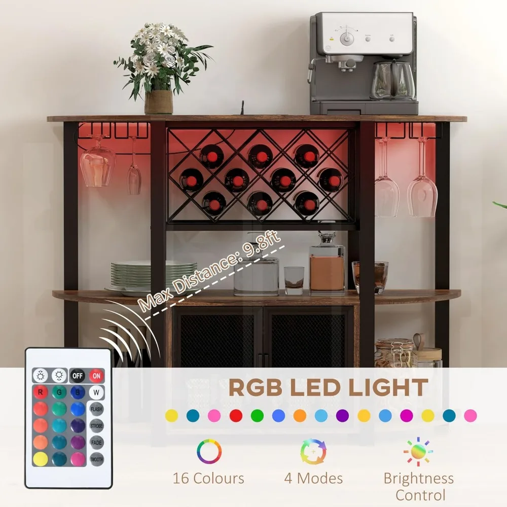 Station de recharge pour armoire de bar et lumières LED, support de bar industriel français ou pour la maison, 10 bouteilles de vin T1, porte-verres