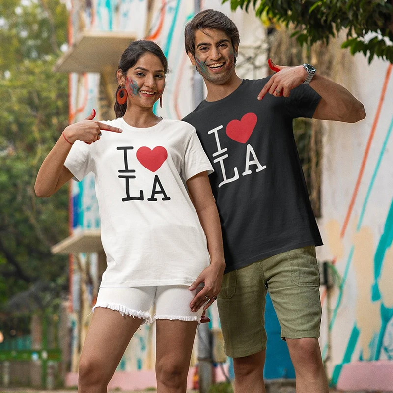 

I Love LA TS Summer Fashion Women T Shirts Los Angeles Slogan Tshirt Cotton High Streetwear Outfits Harajuku Y2k Tops Female