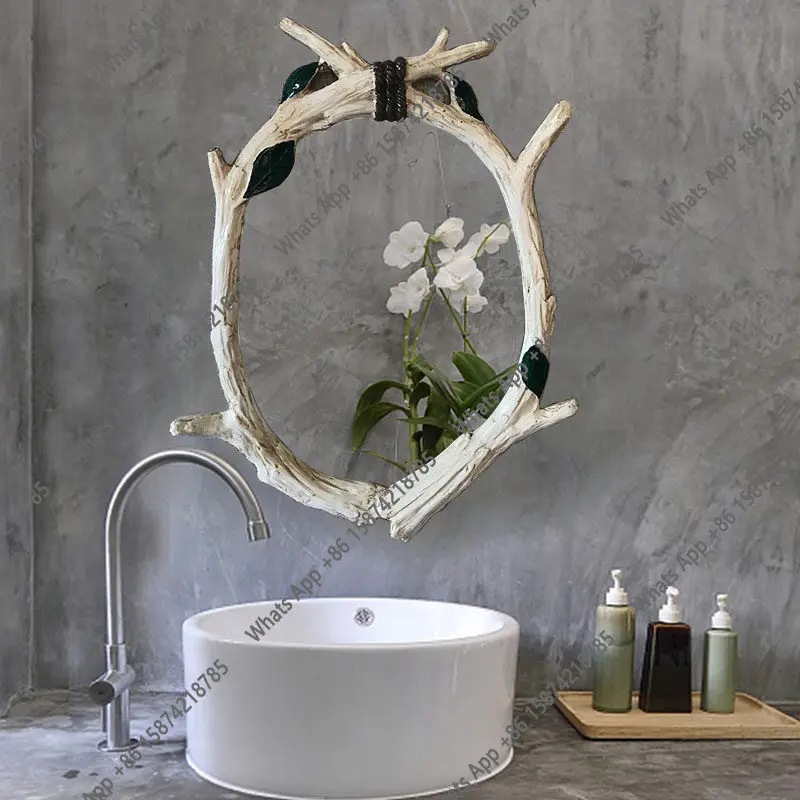 K Bathroom Mirror European Tree Branch Wall Hanging Decorative Mirror Bathroom Sink American Pastoral Style Retro
