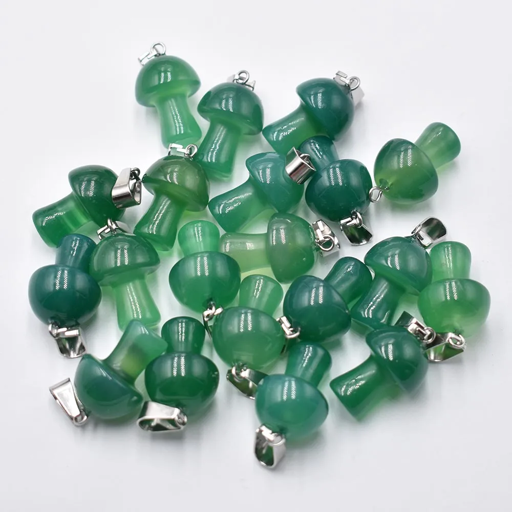 

Fashion quality natural stone green agate quartz Amethysts Leaf Mushroom shape pendants for jewelry making 20pcs/lot Wholesale