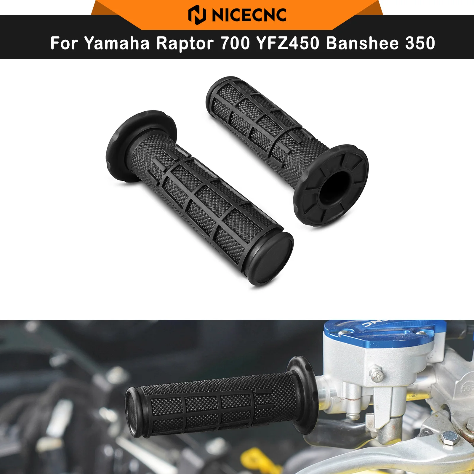 NICECNC ATV Handlebar Hand Grips Rubber Non Slip Shock Absorbing Universal For Yamaha Raptor 700 YFZ450 Banshee350 Honda TRX450