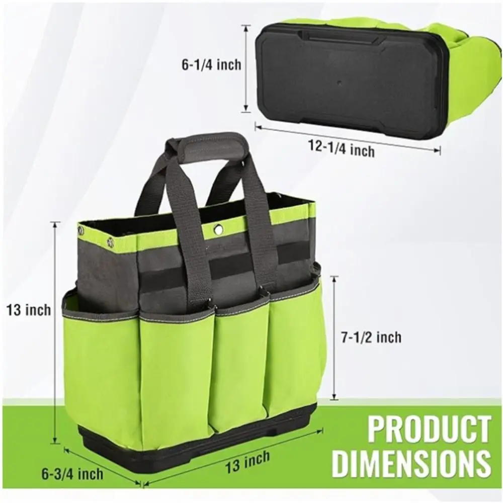 Heavy Duty Garden Tool Organizer 8 Pockets Plastic Base Garden Tool Bag Tool Organization Oxford Woodworking Handheld Tool Bag