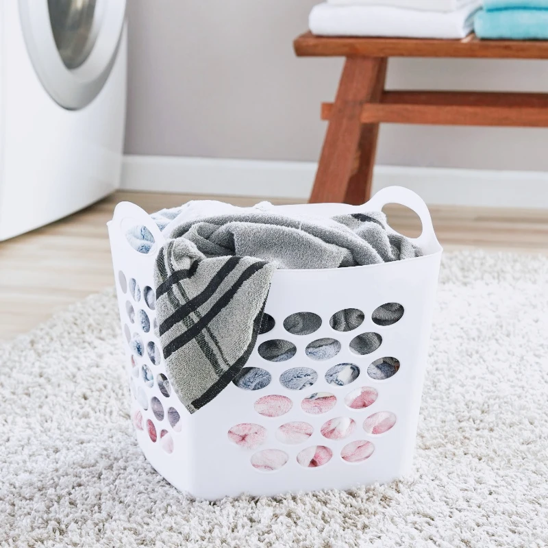 

4-Pack Expandable Square Laundry Basket with Two Sturdy Handles for Home Use， laundry basket ，storage baskets