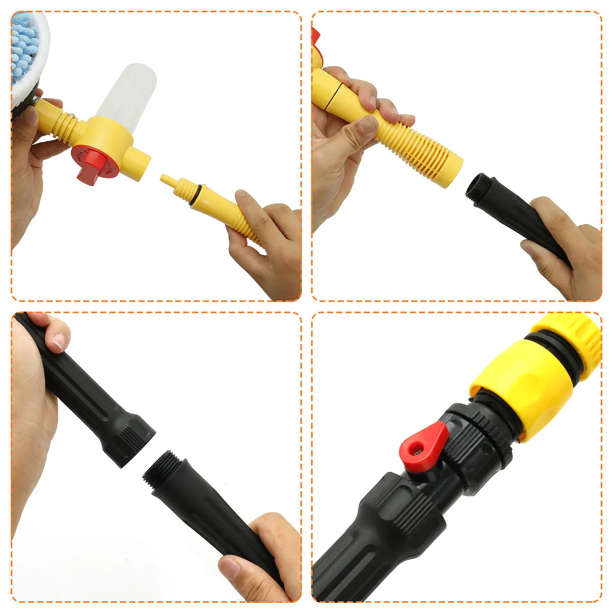 Car Wash Brush Kit Handle Scratch Free Car Scrub Brush 360° Rotating Car Cleaning Brush for Cleaning Wheel Tire Glass windows