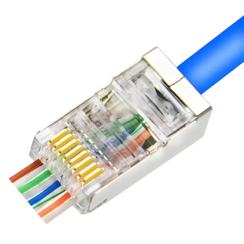 

Cat6 Cat5e FTP STP RJ45 проходной разъем, твердый многожильный сетевой кабель, экранированный EZ-разъем, соединительный кабель RJ45