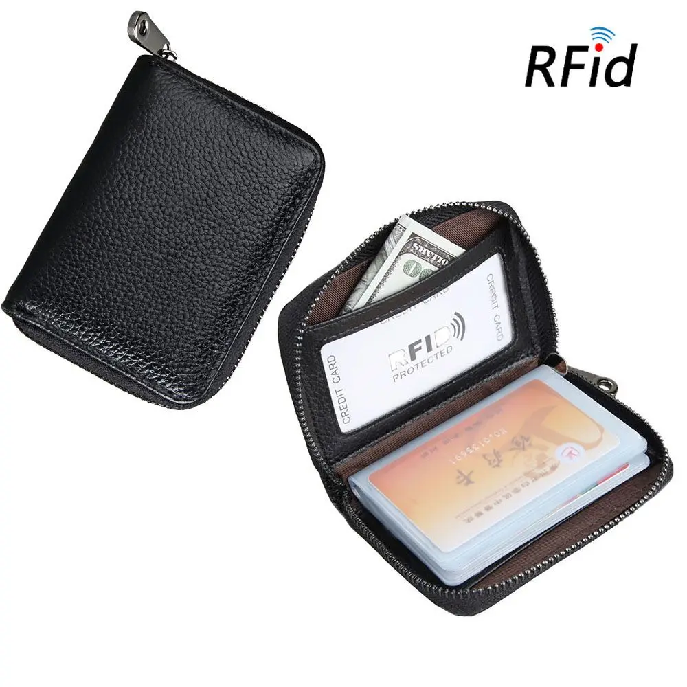 Slots Genuine Cow Leather RFID Cards Cowhide For Credit Card Holder Business Card Organizer Organ Card Bag Women Men Wallet