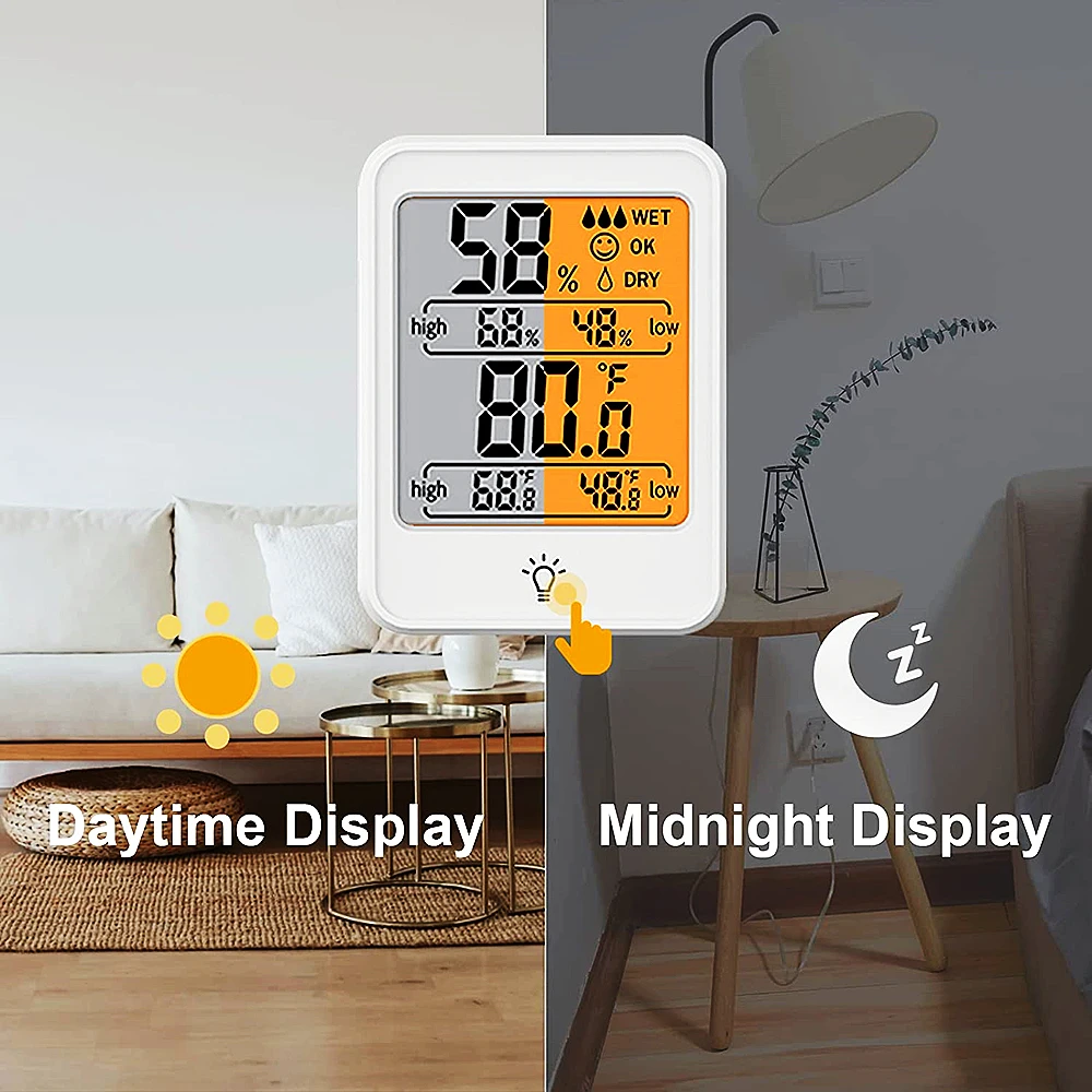 حجم كبير LCD ميزان الحرارة الرقمي الرطوبة غرفة داخلية درجة الحرارة مقياس الرطوبة الاستشعار محطة الطقس