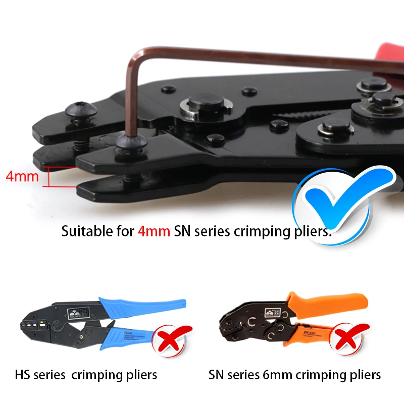 Crimping Tool Pliers, Crimp Jaw Set,4mm Slot Jaws, 58B, 02C, 2546B, 2549, X6, 06WF, 03H, Used for Crimping Terminals