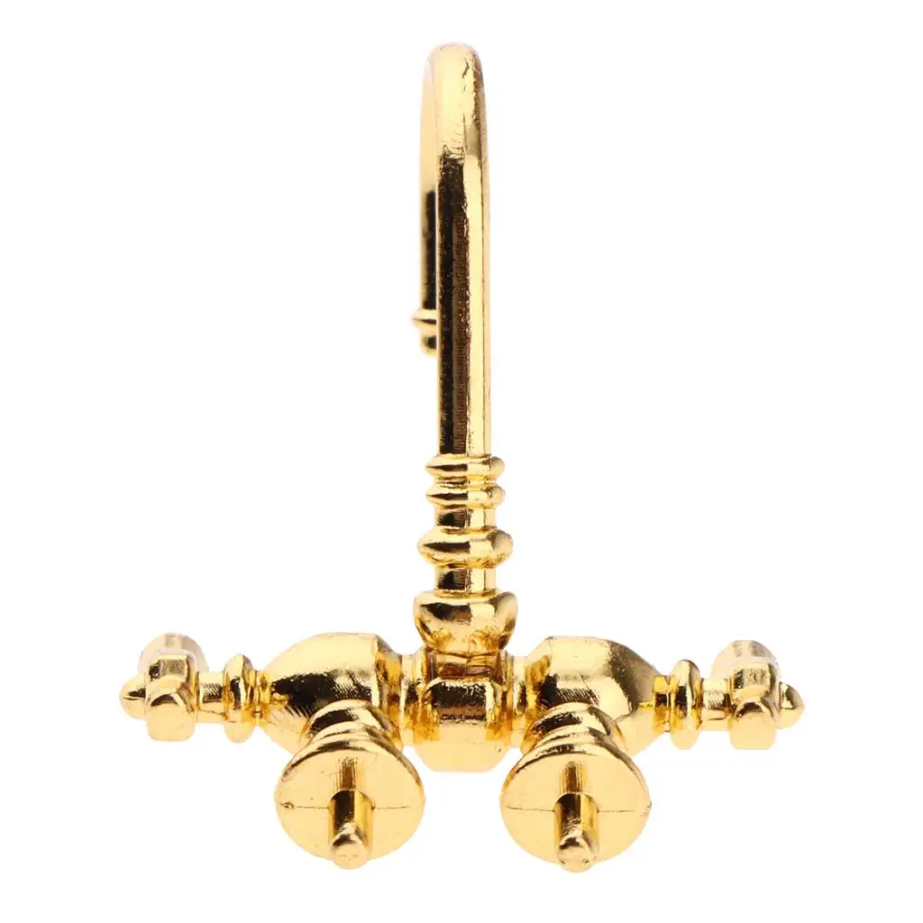 Miniature Metal Faucet para Dollhouse, banheiro e cozinha