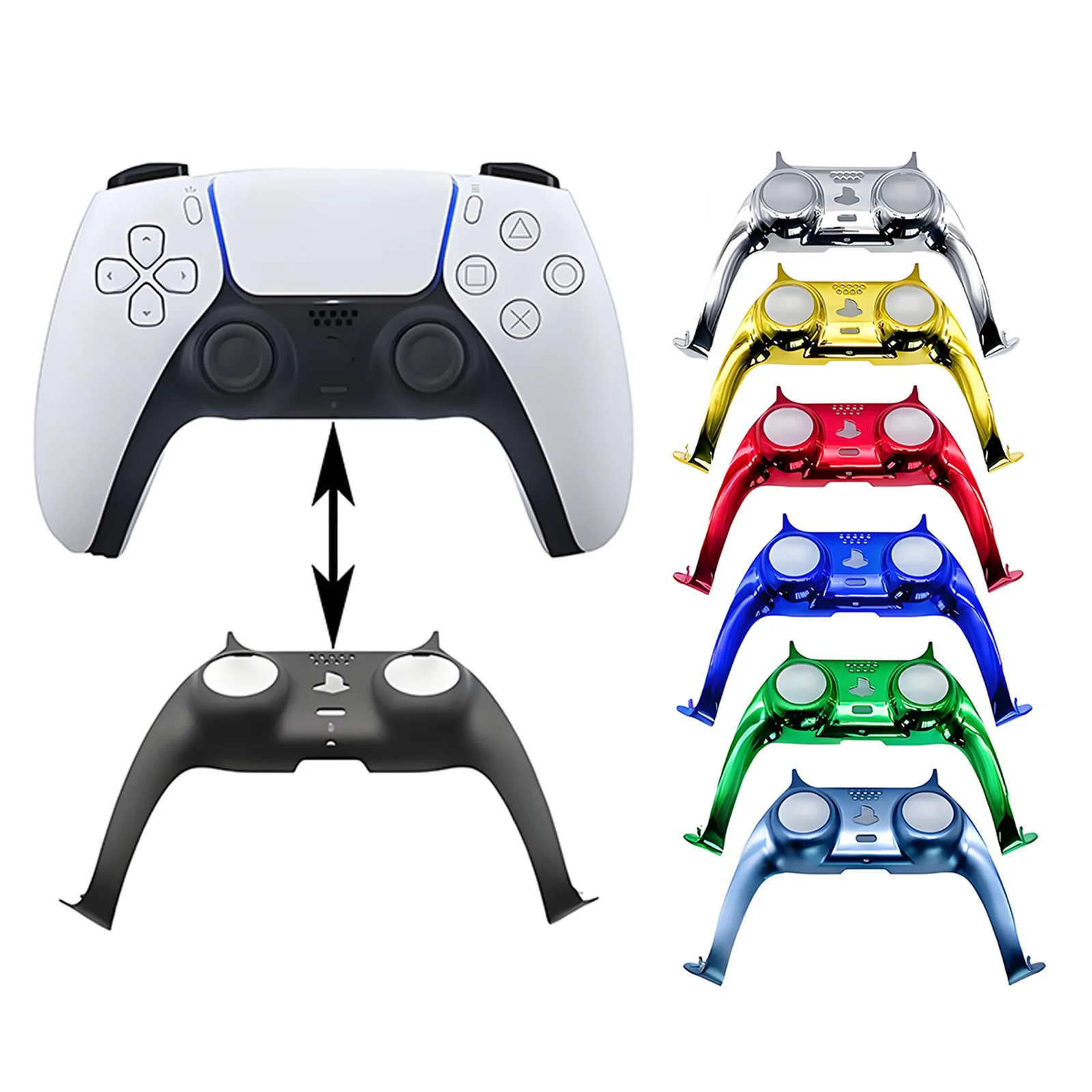 Bande décorative pour manette PS5, couvercle de poignée chromé de remplacement avec levier de démontage, accessoires de coque de remplacement à ajustement précis pour bricolage