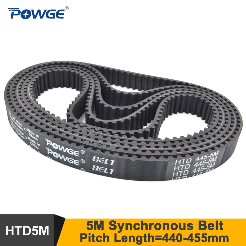 

POWGE 440/445/450/455 5M Synchronous Belt Teeth=88/89/90/91 Width=12/15/20 HTD5M Closed-Loop Timing Belt Pulley 450-5M 440-5M