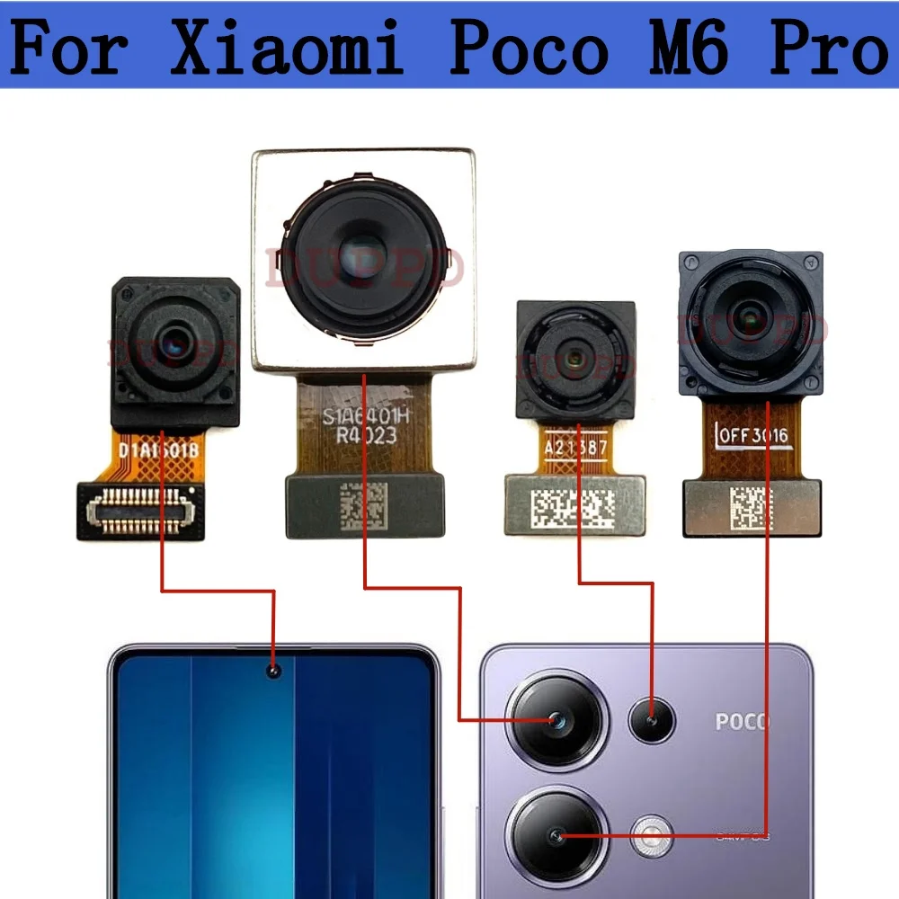 

Front Rear Camera For Xiaomi Poco M6 Pro M6Pro Frontal Selfie Facing Macro Wide Back Main Camera Flex Cable Parts