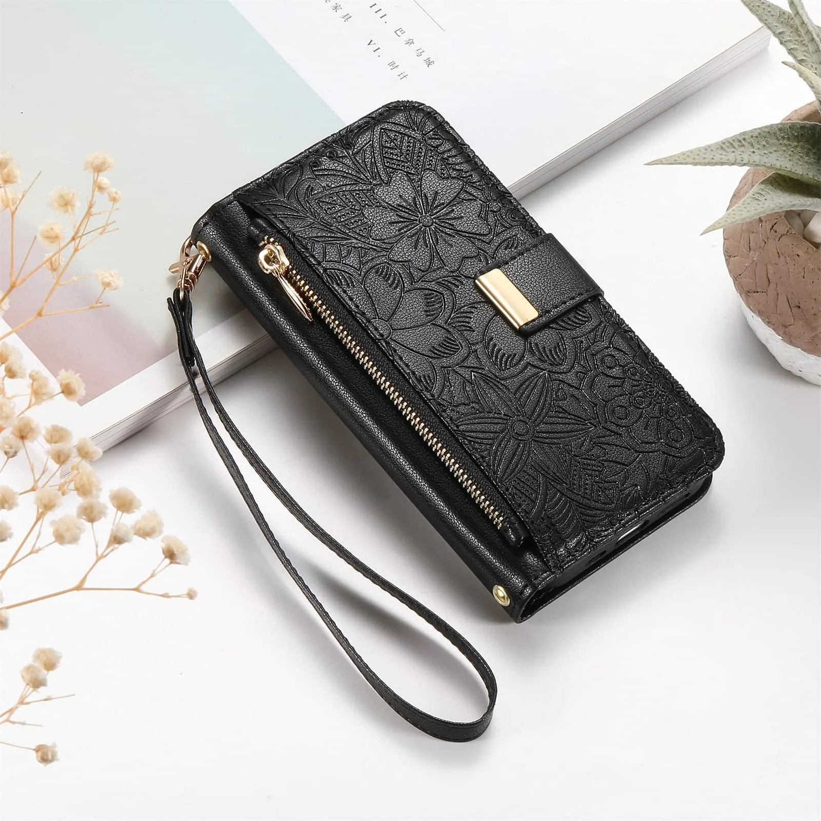 für iPhone 18 Pro/17/16e/17e/15/14/13/12 Pro Max 16 Plus Lanyard Reißverschluss-Brieftaschenhülle mit Doppelkartenfach, Flip-Ständer und Magnetverschluss – Detail 18