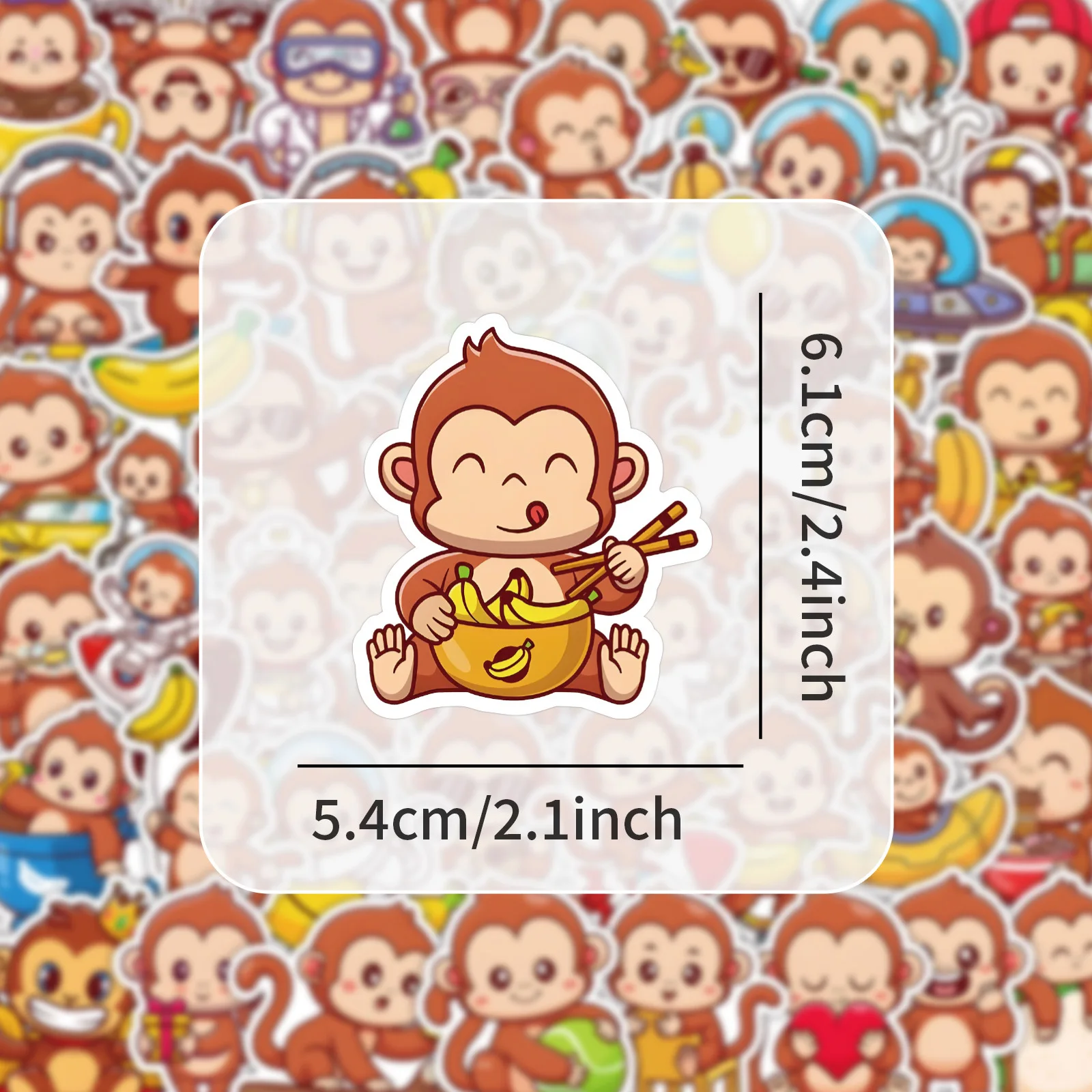 10/50PCS Kawaii Monkey Graffiti Stciekrs Animal Cartoon Aesthetic for Water Cup Phone Computer Notebook Stationery Luggage