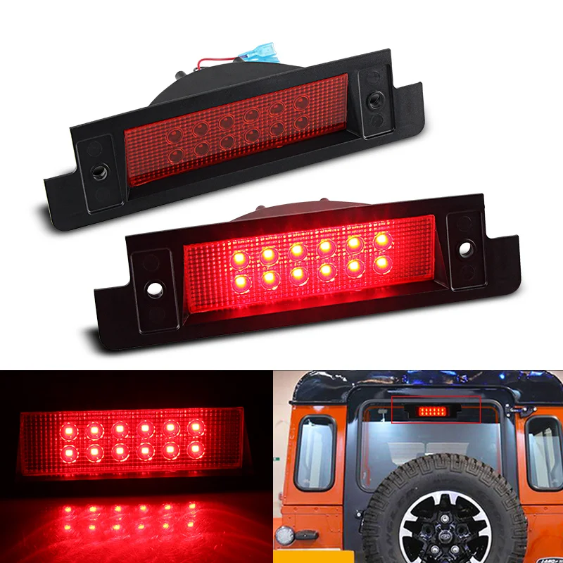 1×for Land Rover Discovery I II L318 Defender 90/110/130 1990-2016 Red Smoked LED High 3rd Brake Light Rear Stop Lamp Taillight