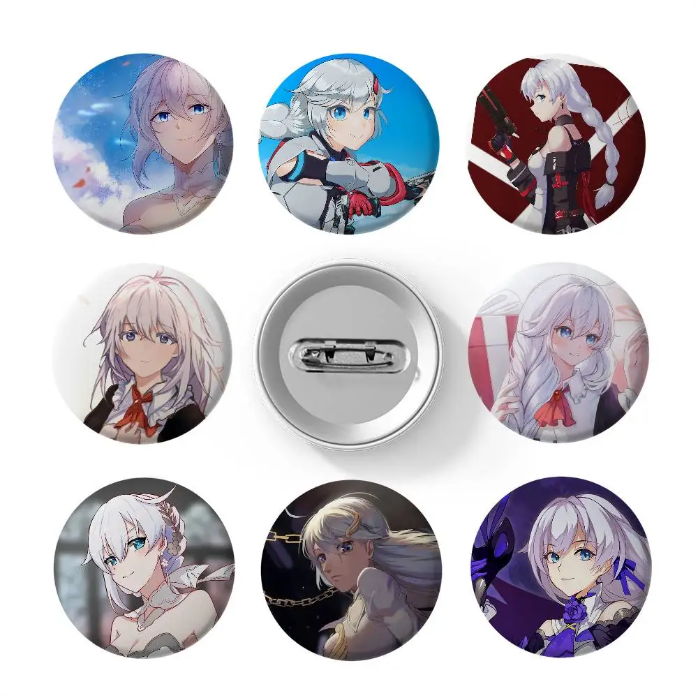 

Kallen Kaslana Honkai Impact Badges Round Exquisite Badge Brooches Creative Pins For Clothes Hat Backpack Gift Accessories