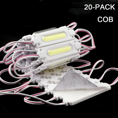 LED COB 모듈 라이트, 매우 밝은 노란색 파란색 핑크 아이스 블루 색상, IP65 방수, 광고 상점 장식 램프, 20 팩, 12V 